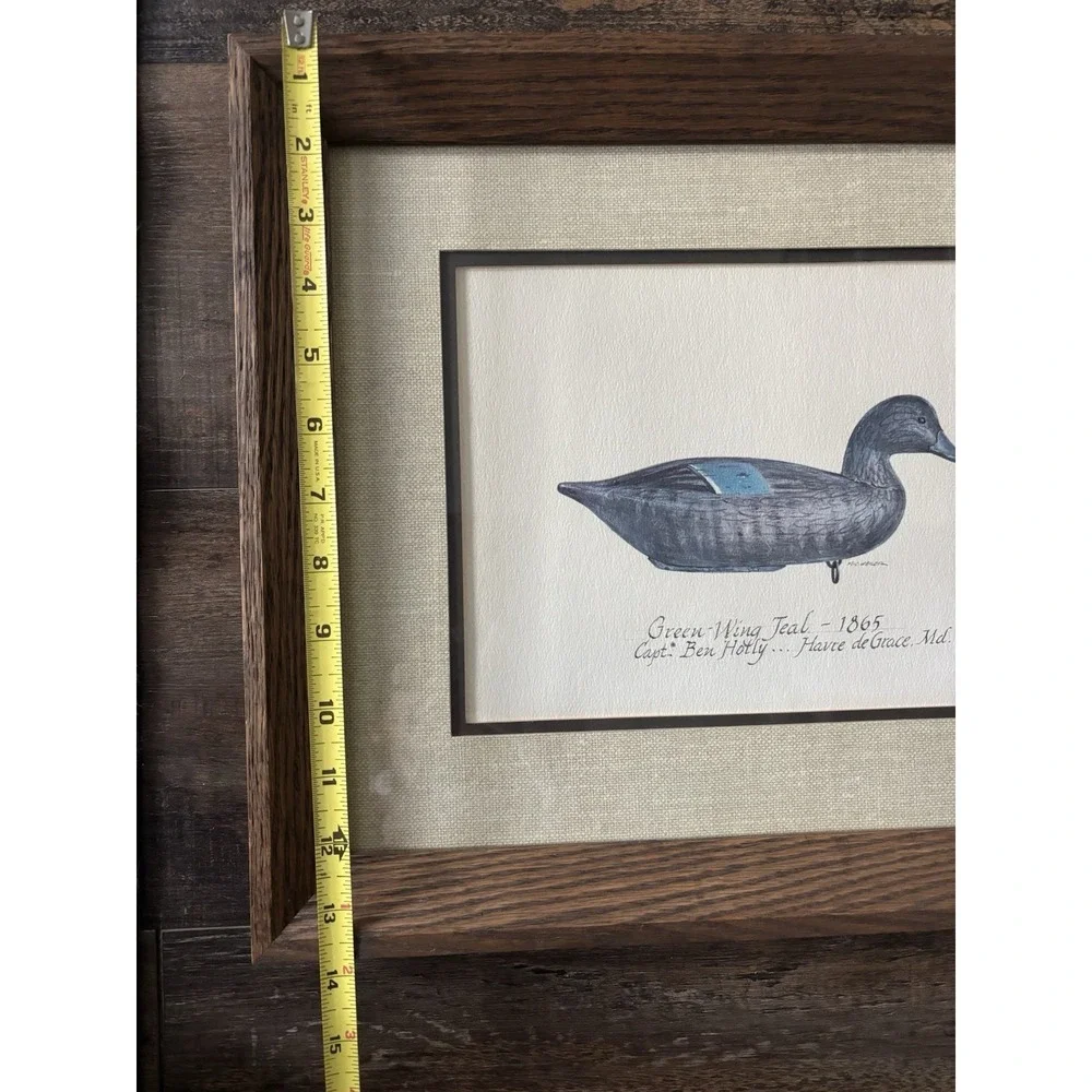 vtg Winchester Press Limited Edition Duck Decoy Print Green Wing Teal Ben Holly